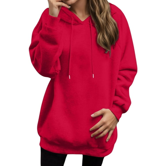 Womens 2025 Oversized Hoodies Long Sleeve Drawstring Solid Sweatshirts with Pocket Loose Fit Going Out Fall Fashion Outfits