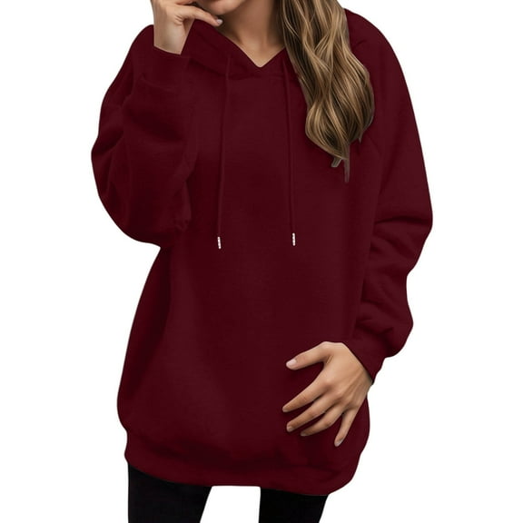 Womens 2025 Oversized Hoodies Long Sleeve Drawstring Solid Sweatshirts with Pocket Loose Fit Going Out Fall Fashion Outfits