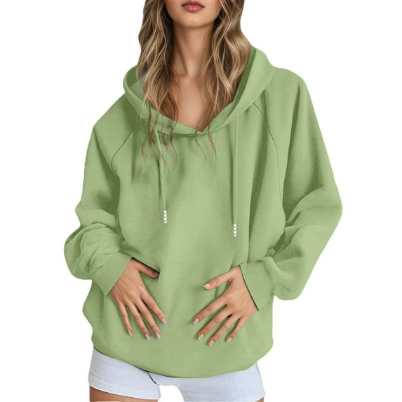 Womens 2025 Oversized Hoodies Long Sleeve Drawstring Solid Sweatshirts with Pocket Loose Fit Going Out Fall Fashion Outfits