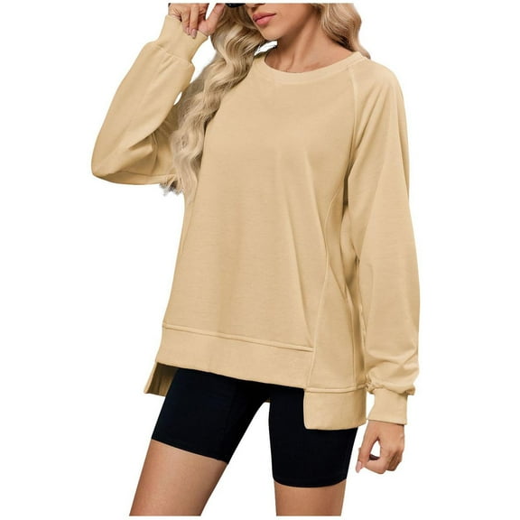 Womens 2025 Oversized Sweatshirt Long Sleeve Curve Hem Going Out Tops Trendy Casual Fall Fashion Outfits Y2K