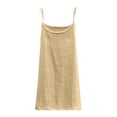 thumbnail image 1 of Womens 2025 Summer Cotton Linen Round Neck Sleeveless Tank Top Retro Solid Color Spaghetti Strap Casual Basic Tees Yellow,Free Size, 1 of 4