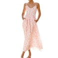 thumbnail image 1 of Womens 2025 Summer Maxi Dress Sleeveless Floral Smocked Boho Beach Long Dress Pink M, 1 of 8