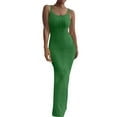 thumbnail image 1 of Womens 2025 Summer Maxi Dress Spaghetti Strap Knit Slip Bodycon Dress Scoop Neck Cocktail Party Long Dresses, 1 of 8