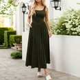 thumbnail image 1 of Womens 2025 Summer Sleeveless Square Neck Sundress Casual Long Flowy A Line Knit Dress Beach Vacation Maxi Dresses Green L, 1 of 5