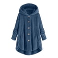 thumbnail image 1 of Womens 2025 Winter Coats Bed Jacket Plus Size Fuzzy Fleece Coat Cozy Button Jacket Polyester Double-Plush Breathable Brushed Inner Layer Roomy Hood Women's Outerwear Jackets & Coats, 1 of 5