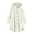 thumbnail image 1 of Womens 2025 Winter Coats Bed Jacket Plus Size Fuzzy Fleece Coat Cozy Button Jacket Polyester Double-Plush Breathable Brushed Inner Layer Roomy Hood Women's Outerwear Jackets & Coats, 1 of 6