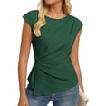 thumbnail image 1 of Womens 2026 Spring Short Sleeve Tops Dressy Casual Crew Neck Peplum Shirts Trendy Tunic Blouses with Knot Dark Green XL, 1 of 5