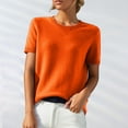 thumbnail image 1 of Womens 2026 Spring V Neck Sweater Casual Tops Short Sleeve Lightweight Ribbed Knit Pullover Sweaters Orange M, 1 of 7