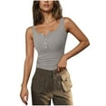 thumbnail image 1 of Womens 2026 Summer Tank Tops Ribbed Knit Slim Fit Sleeveless Henley Shirts Casual Basic Button Up Blouse, 1 of 6