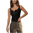 thumbnail image 1 of Womens 2026 Summer Tank Tops Ribbed Knit Slim Fit Sleeveless Henley Shirts Casual Basic Button Up Blouse, 1 of 6
