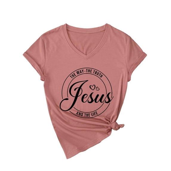 Womens 2026 Summer Tops Crew Neck Jesus Print Spring Tees Oversized Basic Short Sleeve Casual T Shirts