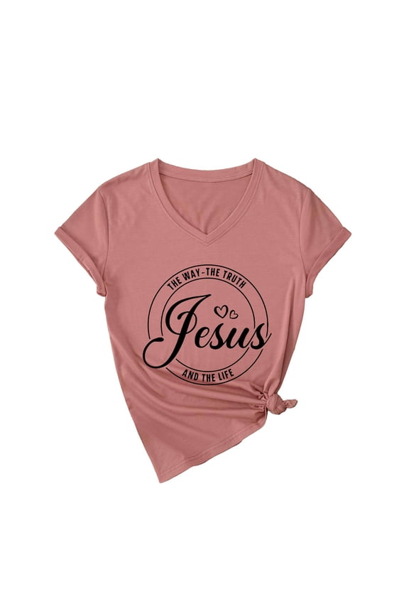 Womens 2026 Summer Tops Crew Neck Jesus Print Spring Tees Oversized Basic Short Sleeve Casual T Shirts