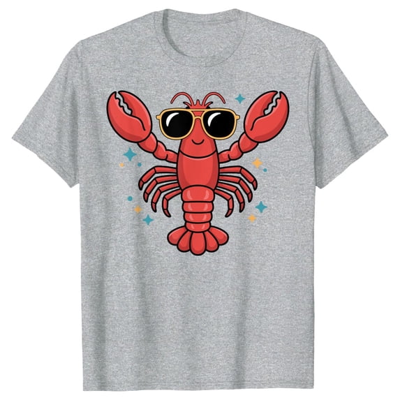 Womens 2026 Summer Tops Short Sleeve Lobster Print Fashion T Shirts Casual Trendy Crew Neck Basic Tees