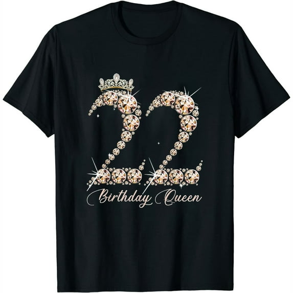 Womens 22 Year Old Its My 22Nd Birthday Queen Diamond Heels Crown T-Shirt Black 3X-Large