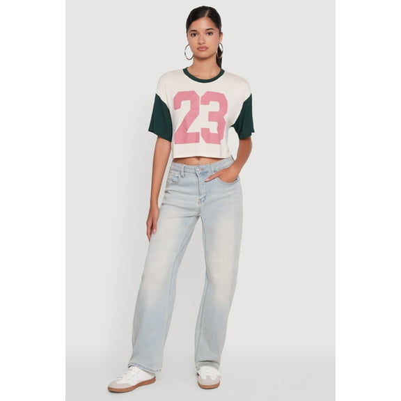 Womens 23 Graphic Cropped Football T-Shirt