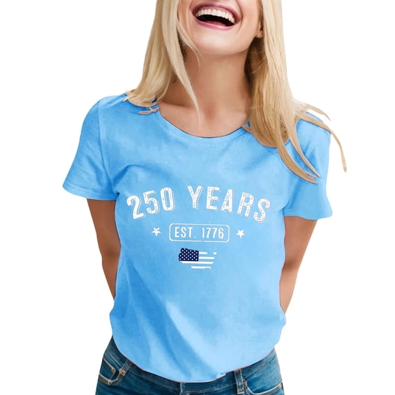 Womens 250 Anniversary Usa Shirt 250 Anniversary Usa Flag 250 Years American Flag 250th Anniversary Usa T-Shirt Breathable Trendy America Pullover Tops