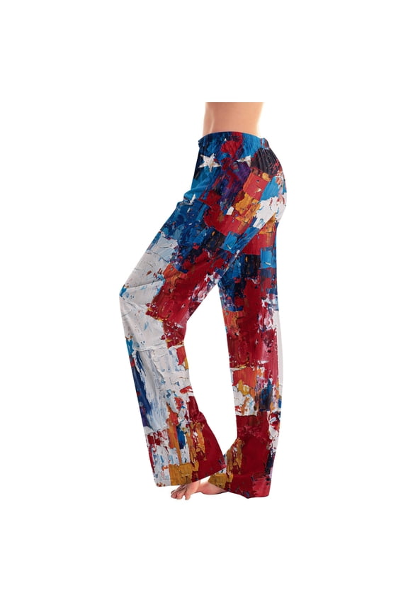Womens 250th Anniversary Pajama Pants USA Flag Graphic Pajama Bottoms 4th of July Lightweight Wide Leg Drawstring Pajama Lounge Pants