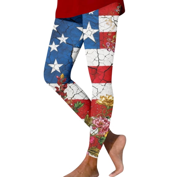 Womens 250th Anniversary Pajama Patriotic Star USA Flag Print Wide Leg Yoga Pants Elastic High Waist Casual Breathable Leggings, #01 Deep Red, XL
