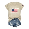 thumbnail image 1 of Womens 250th Anniversary USA Flag Graphic Short Sleeve Crew Neck Casual Loose Fit T Shirt Comfortable Soft Top Tee Beige L, 1 of 3