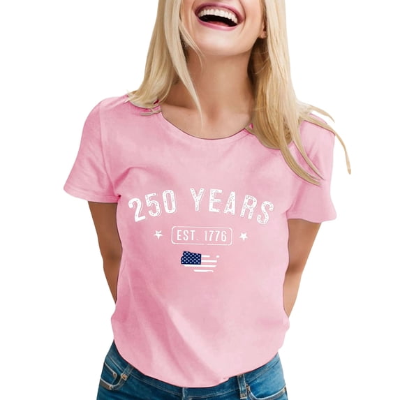 Womens 250th Anniversary Usa Shirt 250 Anniversary Usa Flag Independence Day Freedom T-Shirt Breathable Casual Stylish America Pullover Streetwear