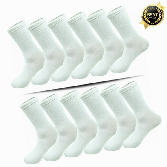 Womens 3-12 Pairs Solid White Casual Classic Fashion Cotton Crew Socks Size 9-11