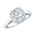 thumbnail image 1 of Rosec Jewels Moissanite Solitaire Engagement Ring 3 Carat - 8 mm Cushion Cut - D-VS1 Quality Certified Bezel Set Moissanite Ring, 10K White Gold, US 8.00, 1 of 8