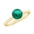 thumbnail image 1 of Rosec Jewels Certified Lab Grown Emerald Solitaire Engagement Ring - 6 mm Round Emerald Ring for Women - AAAA Quality, 18K Yellow Gold, US 5.00, 1 of 8