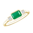 thumbnail image 1 of Rosec Jewels Womens Emerald Cut Emerald and Princess Cut Diamond Ring in Bezel Setting, Emerald East West Ring, 10K Yellow Gold, US 8.50, 1 of 8