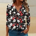 thumbnail image 1 of Womens 3/4 Cuffed Sleeve Floral Blossom Printed V Neck Casual Blouse Shirt Tops Fashion 2024 Slim Fit Tunics, 1 of 5