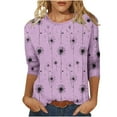 thumbnail image 1 of Womens 3/4 Length Sleeve Tops 2025 Summer Round Neck Floral Tee Shirts Fall Dressy Casual Work Tunic Blouses, 1 of 8