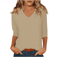 thumbnail image 1 of Womens 3/4 Length Sleeve Tops 3/4 Length Sleeve Womens Tops Summer V Neck Shirts Loose Fit Three Quarter Sleeve Tshirts Solid Color Casual Work Shirt, 1 of 5