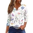 thumbnail image 1 of Womens 3/4 Length Sleeve Tops Casual Henley Summer Shirts Loose Fit Three Quarter Length Sleeve Blouses, 1 of 5