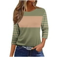 thumbnail image 1 of Womens 3/4 Length Sleeve Tops Crew Neck Basic Tees Shirts Casual Loose Fit Blouses, 1 of 4