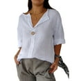 thumbnail image 1 of Womens 3/4 Length Sleeve Tunics Tops Casual V neck Shirt Basic Tees Business Work Blouses 2025 Summers Fall Clothes, 1 of 17
