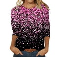thumbnail image 1 of Womens 3/4 Long Sleeve Shirt Floral Print Crew Neck Blouse Quarter Length Tops Casual Loose Tunic Tee Spring Fall Clothes (Pink 4XL), 1 of 5
