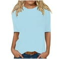 thumbnail image 1 of Womens 3/4 Long Sleeve Tops Loose Round Neck T-Shirts Dressy Casual Ruffle Sleeve Tunic Blouses, 1 of 2