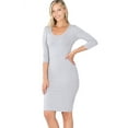 thumbnail image 1 of Womens 3/4 Quarter Sleeve Bodycon Fitted Knee Length Midi Dress, 1 of 7