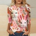 thumbnail image 1 of Womens 3/4 Sleeve Blouses,Women's Happy Easter Cute 3D Bunny Shirts Tops Cute Rabbit Graphic Crew Neck Dressy Casual T-Shirt Tops, 1 of 5