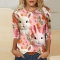 thumbnail image 1 of Womens 3/4 Sleeve Blouses,Women's Happy Easter Cute 3D Bunny Shirts Tops Cute Rabbit Graphic Crew Neck Dressy Casual T-Shirt Tops, 1 of 5