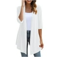 thumbnail image 1 of Womens 3/4 Sleeve Cardigans Lightweight Soft Open Front Draped Wraps Jackets Spring Fall Outerwear Cover Ups (XL, White), 1 of 7