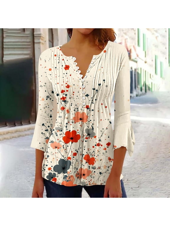 Womens 3/4 Sleeve Cotton T Shirts Womens Tops Casual Womens T Shirts Casual Cotton Plus Size Shirts for Women Loose Fit my orders