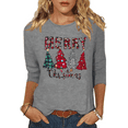 thumbnail image 1 of Womens 3/4 Sleeve Crew Neck T-Shirts Merry Bright Christmas Tree Graphic Tee Tops, 1 of 1