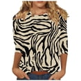 thumbnail image 1 of Womens 3/4 Sleeve Crewneck Elegant Shirts Casual Print Trendy Blouse Tunic Tees Tops Summer Pullover, 1 of 1