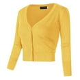 thumbnail image 1 of Womens 3/4 Sleeve Cropped Cardigan Sweaters Open Front Knit Short Bolero Shrugs, 1 of 5