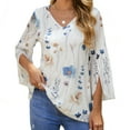 thumbnail image 1 of Blouses for Women V Neck Ruffle Double Layers Mesh Tunics Casual Layering Shirts, 1 of 7