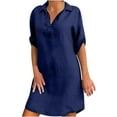 thumbnail image 1 of Womens 3/4 Sleeve Dresses Plus Size T Shirt V Neck Casual Summer Solid Color Tunic Tops, 1 of 5