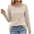 thumbnail image 1 of Womens 3/4 Sleeve Fall Tops Women Within Cap Sleeve Tops for Women Winter Long Sleeve Tops Solid Regular Blouse, 1 of 7