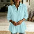 thumbnail image 1 of Womens 3/4 Sleeve Hollow Crochet Lace Trim Button Down Collared Shirts Flowy Ruffle Hem Babydoll Peplum Tops Blouses, 1 of 6