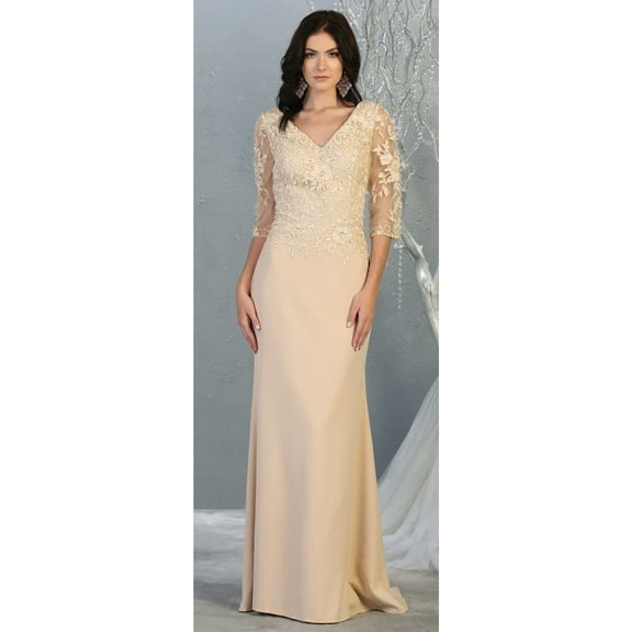 Women's May Queen MQ1783 3 4 Sleeve Mother Of the Bride Classy Dress Eggplant 5XL