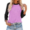 thumbnail image 1 of Womens 3/4 Sleeve Shirt Raglan Round Neck Shirts Casual Loose Blouse Tees Color Block Fall Winter Fashion Tops, 1 of 3
